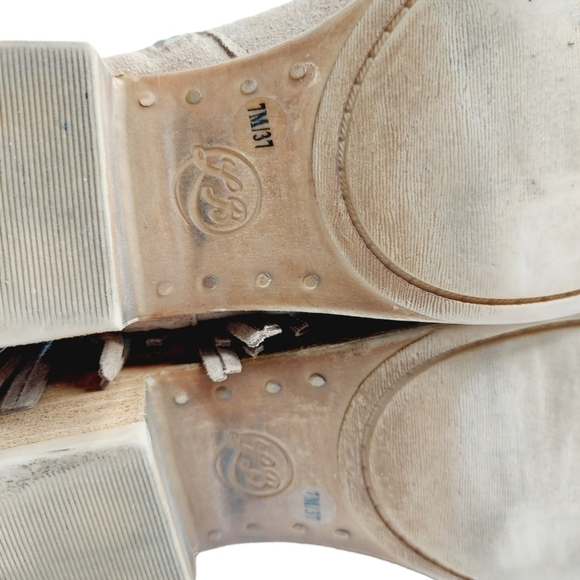 Lucky Brand Fringe Bootie Brown Tan Suede Beeliner Boot Double Zipper Boot Sz 7 - Picture 9 of 16